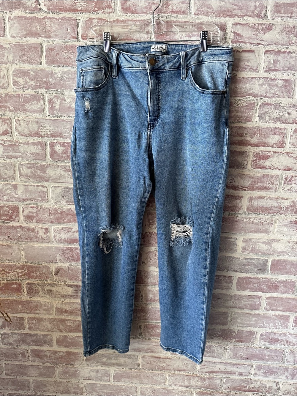 Ava & Viv Medium Blue Distressed Boyfriend Jeans